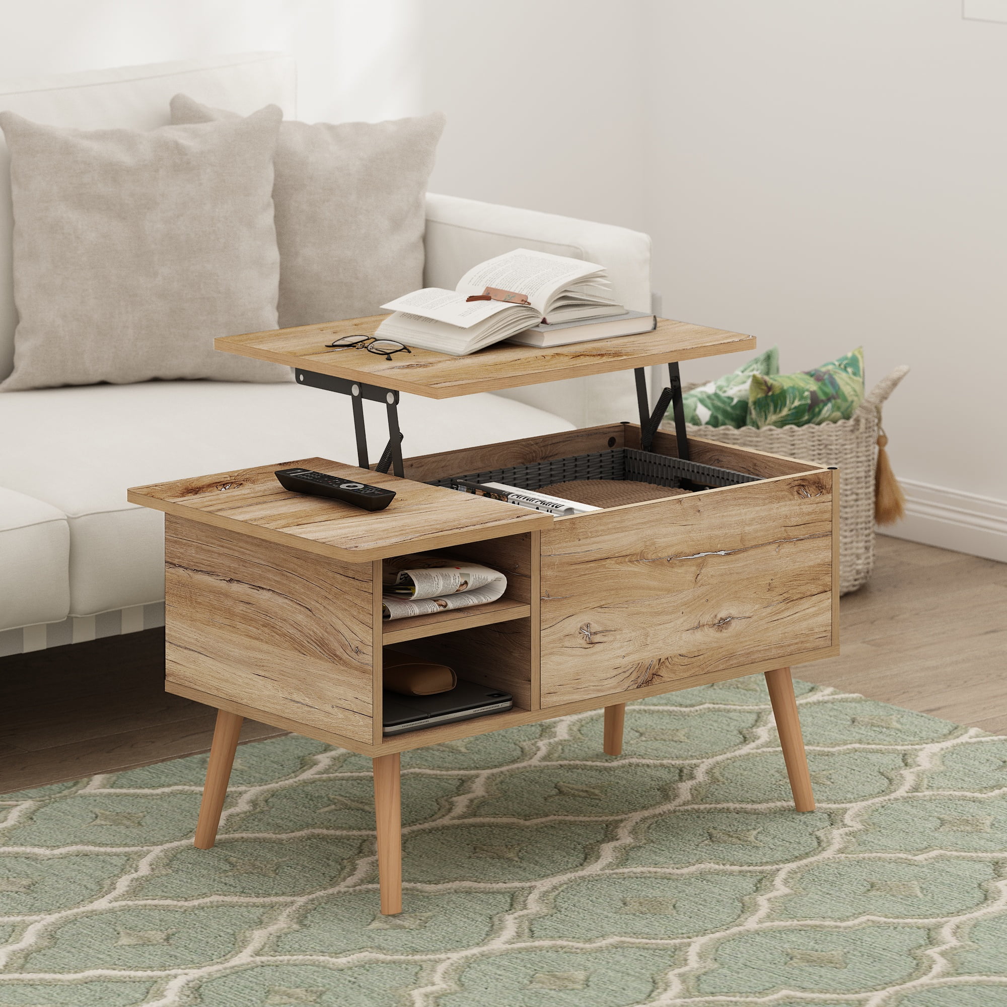 Flagstaff Oak Lift-Top Coffee Table with Hidden Storage