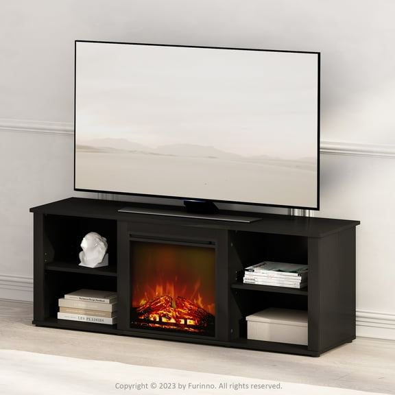 Furinno Electric Fireplace TV Stand, Entertainment Center for TV up to 60 Inch