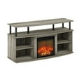 thumbnail image 1 of Furinno Jensen Open Shelving Storage Fireplace Entertainment Center for TV up to 55 Inch, French Oak Grey/Black, 1 of 7