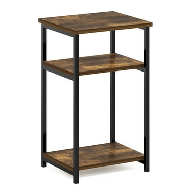 Furinno Just 3-Tier Industrial Metal Frame End Table with Storage Shelves, 1-Pack, Espresso