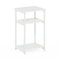 Furinno Just 3-Tier Industrial Metal Frame End Table with Storage Shelves, 1-Pack, White/White