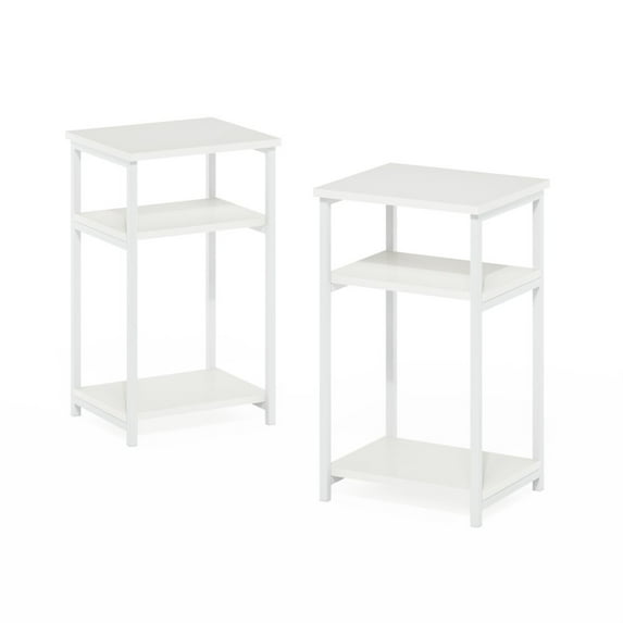 3-Tier Industrial Metal Frame End Table with Storage Shelves, 2-Pack