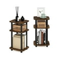thumbnail image 1 of Furinno JUST 3-Tier Turn-N-Tube Curve End Table in Side Table Amber Pine/Black, 1 of 6