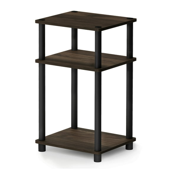 Furinno Just 3-Tier Turn-N-Tube End Table, 1-Pack, Columbia Walnut/Black