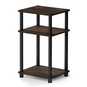 Furinno Just 3-Tier Turn-N-Tube End Table, 1-Pack, Columbia Walnut/Black