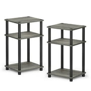 Furinno Just 3-Tier Turn-N-Tube End Table, 2-Pack, Americano/Chrome