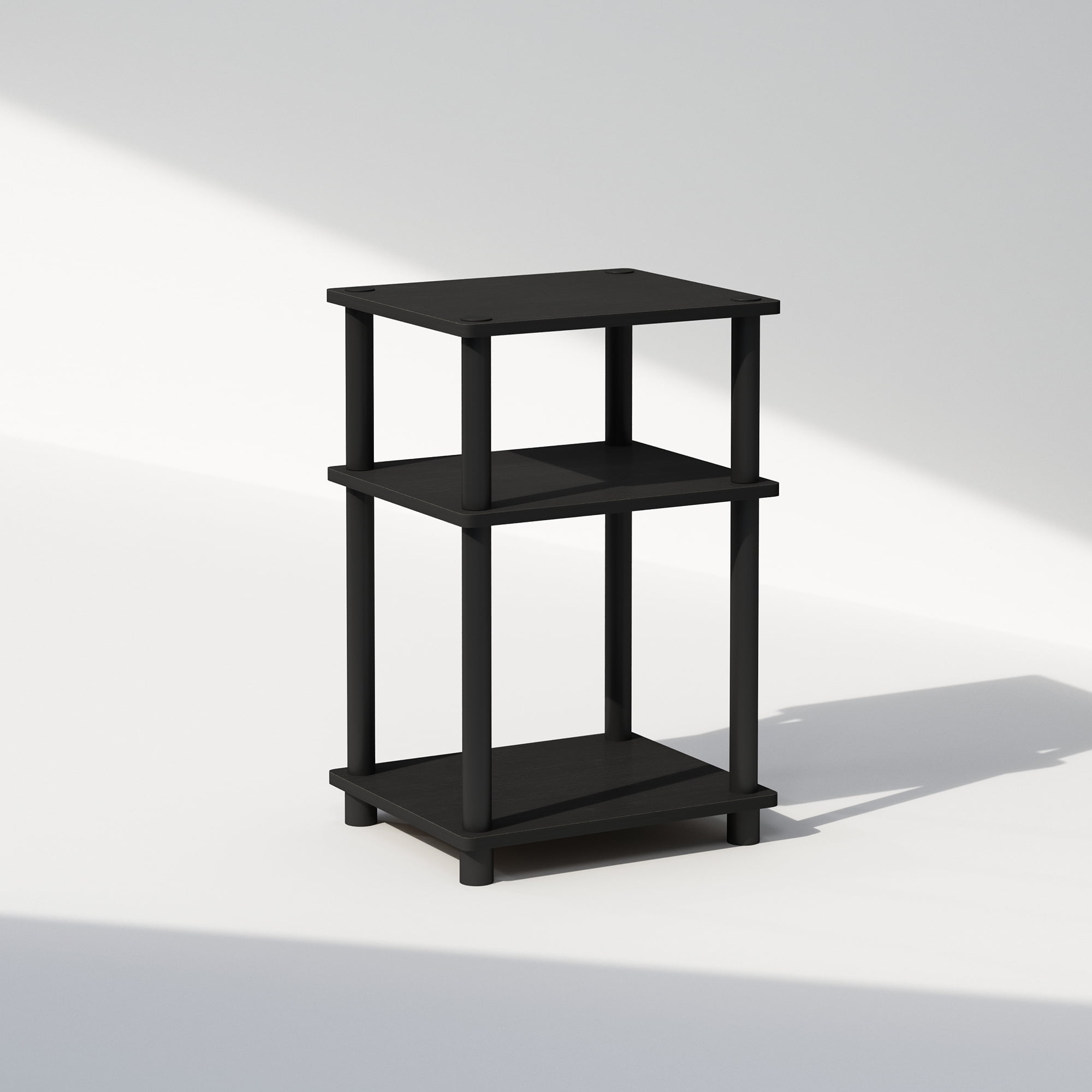 Furinno Just 3-Tier Turn-N-Tube Open Storage Nightstand, 1-Pack, Americano/Black