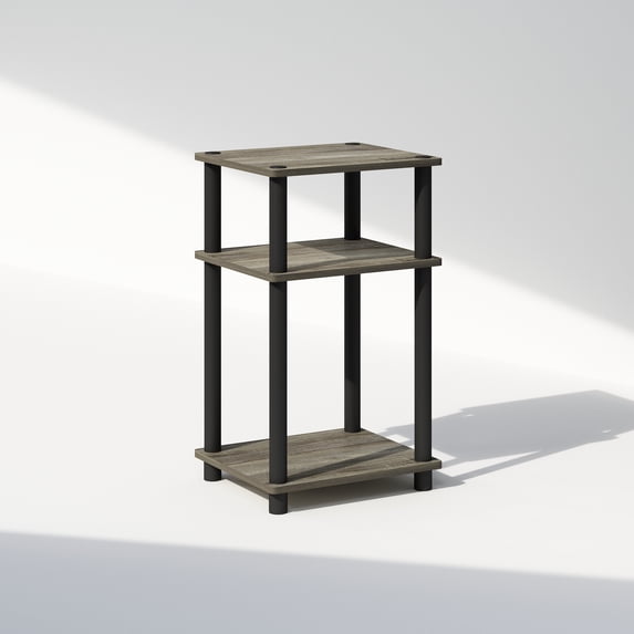 Furinno Just 3-Tier Turn-N-Tube Open Storage Nightstand, 1-Pack, French Oak/Black