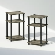 Furinno Just 3-Tier Turn-N-Tube Open Storage Nightstand, 2-Pack, French Oak/Black