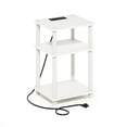 thumbnail image 1 of Furinno Just 3-Tier Turn-N-Tube Open Storage Side Table, End Table with USB and Type-C Charging Station, White/White, 1 of 8