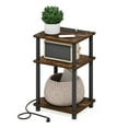 thumbnail image 1 of Furinno Just Side Table, 3-Tier End Table with Charging Station, Open Shelf Night Stand, Bedside Table with USB and Type-C Charging Port, for Living Room, Bedroom, Amber Oak, 1 of 5