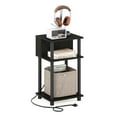 thumbnail image 1 of Furinno Just Side Table, 3-Tier End Table with Charging Station, Open Shelf Night Stand, Bedside Table with USB and Type-C Charging Port, for Living Room, Bedroom, Black Espresso, 1 of 5