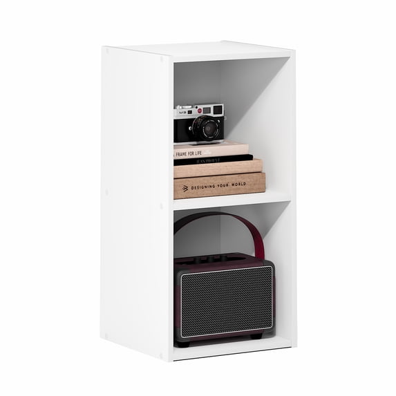 Furinno LUDER 2-Cube Bookcase with Open Storage Shelves, 11.6 x 12.2 x 24 Inches, White