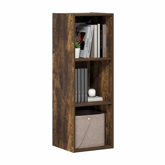 Furinno LUDER 3-Cube Bookcase with Open Storage Shelves, 11.6 x 12.2 x 35.7 Inches, Amber Pine