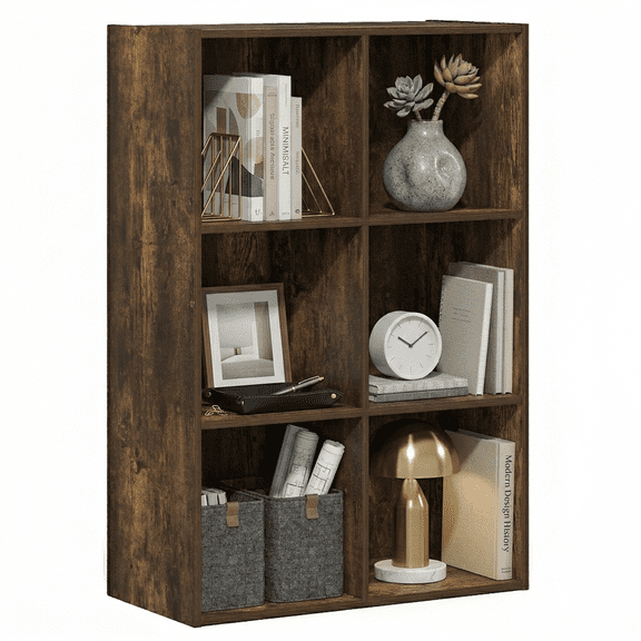 Furinno LUDER 6-Cube Bookcase with Open Storage Shelves, 11.6 x 23.9 x 35.7 Inches, Amber Pine