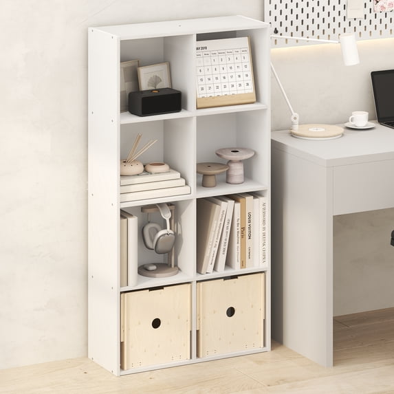 Furinno LUDER 8-Cube Open Shelves Bookcase. 9.5 x 24.6 x 47. White