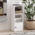 thumbnail image 1 of Furinno LUDER Book Shelf, 3-Tier Modern Bookshelf, Bookcase with 1 Door Storage Cabinet, 9.3 x 12 x 31.5, for Living Room, Bedroom, Home Office, Plain White, 1 of 5