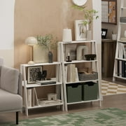 Furinno Ladder Bookcase Display Shelf, 3-Tier, White