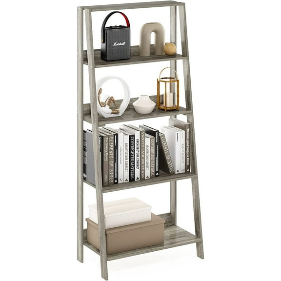 Furinno Ladder Bookcase Display Shelf, 5-Tier, French Oak