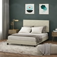 thumbnail image 1 of Furinno Laval Button Tufted Bed Frame, 12PC Slat Style, Linen, Queen, 1 of 5