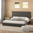 thumbnail image 1 of Furinno Laval Button Tufted Bed Frame, 12PC Slat Style, Stone, King, 1 of 9