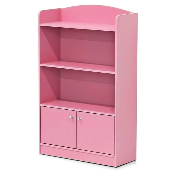 Furinno Lova Bookshelf with Storage Cabinet, Pink
