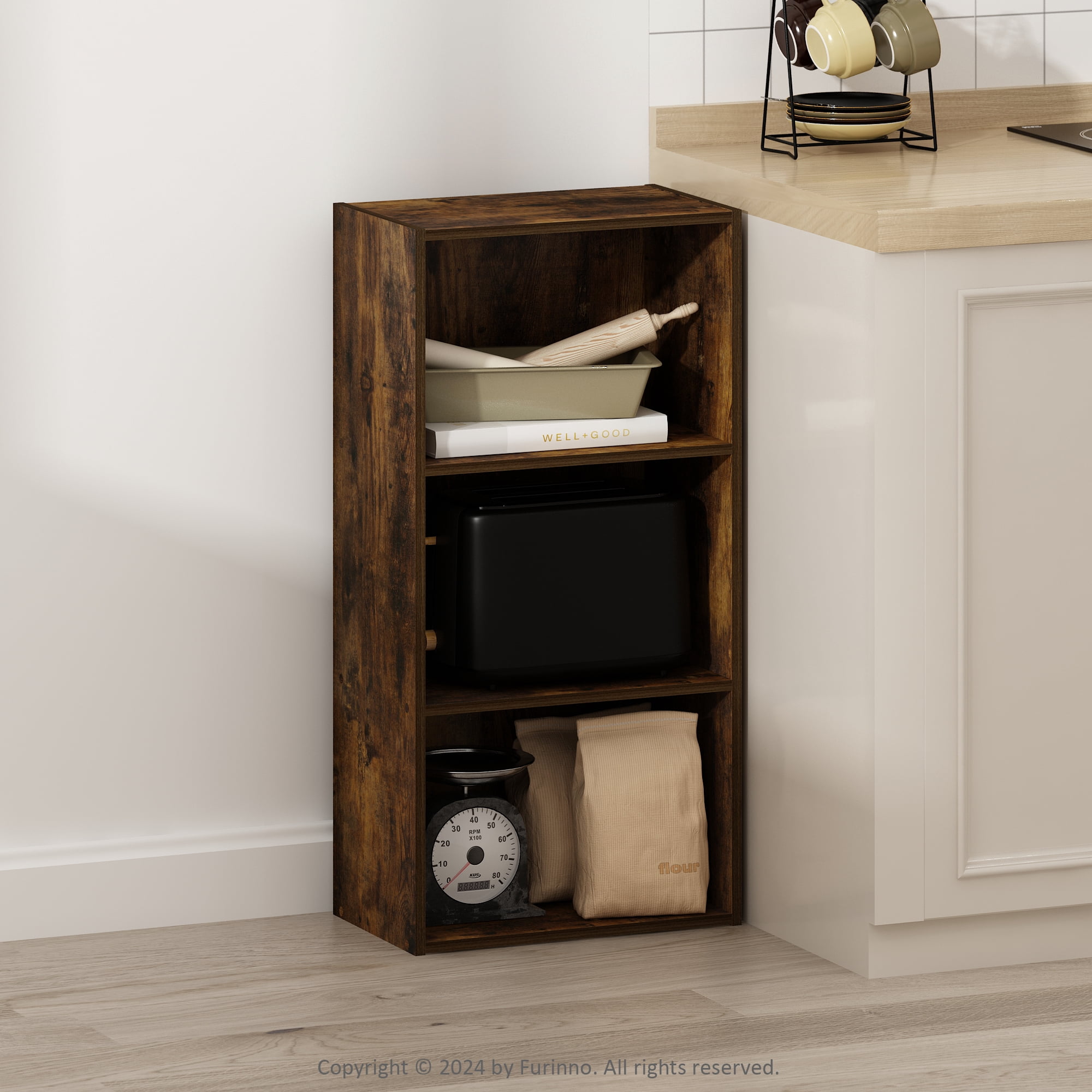 Furinno LUDER 3-Tier Open Shelf Bookcase in Amber Pine