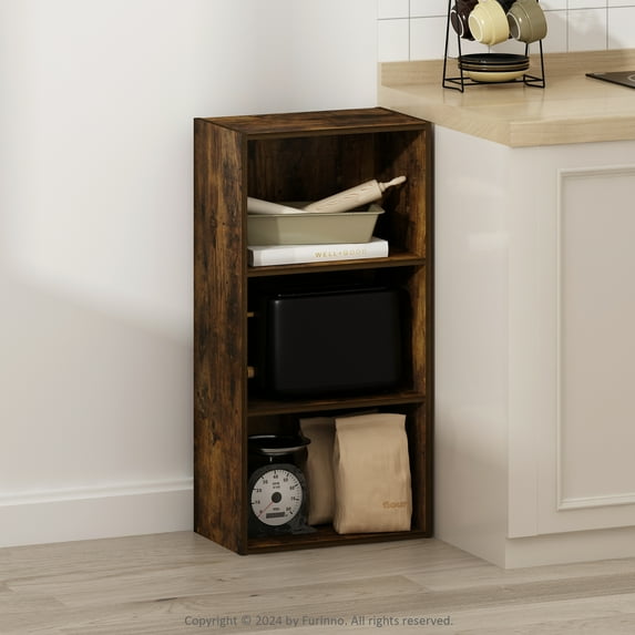 Furinno Luder 3-Tier Open Shelf Bookcase in Amber Pine