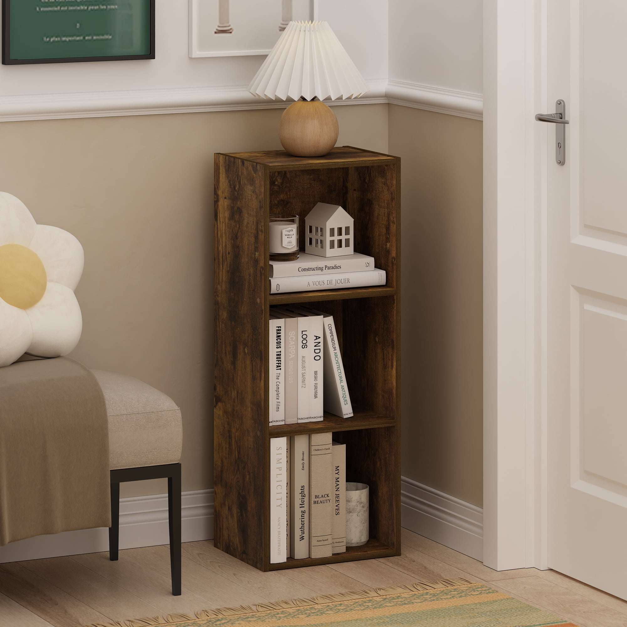 Furinno Luder 3-Tier Open Shelf Bookcase in Amber Pine