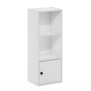 Furinno Luder 3-Tier Shelf Bookcase with 1 Door Storage Cabinet, White