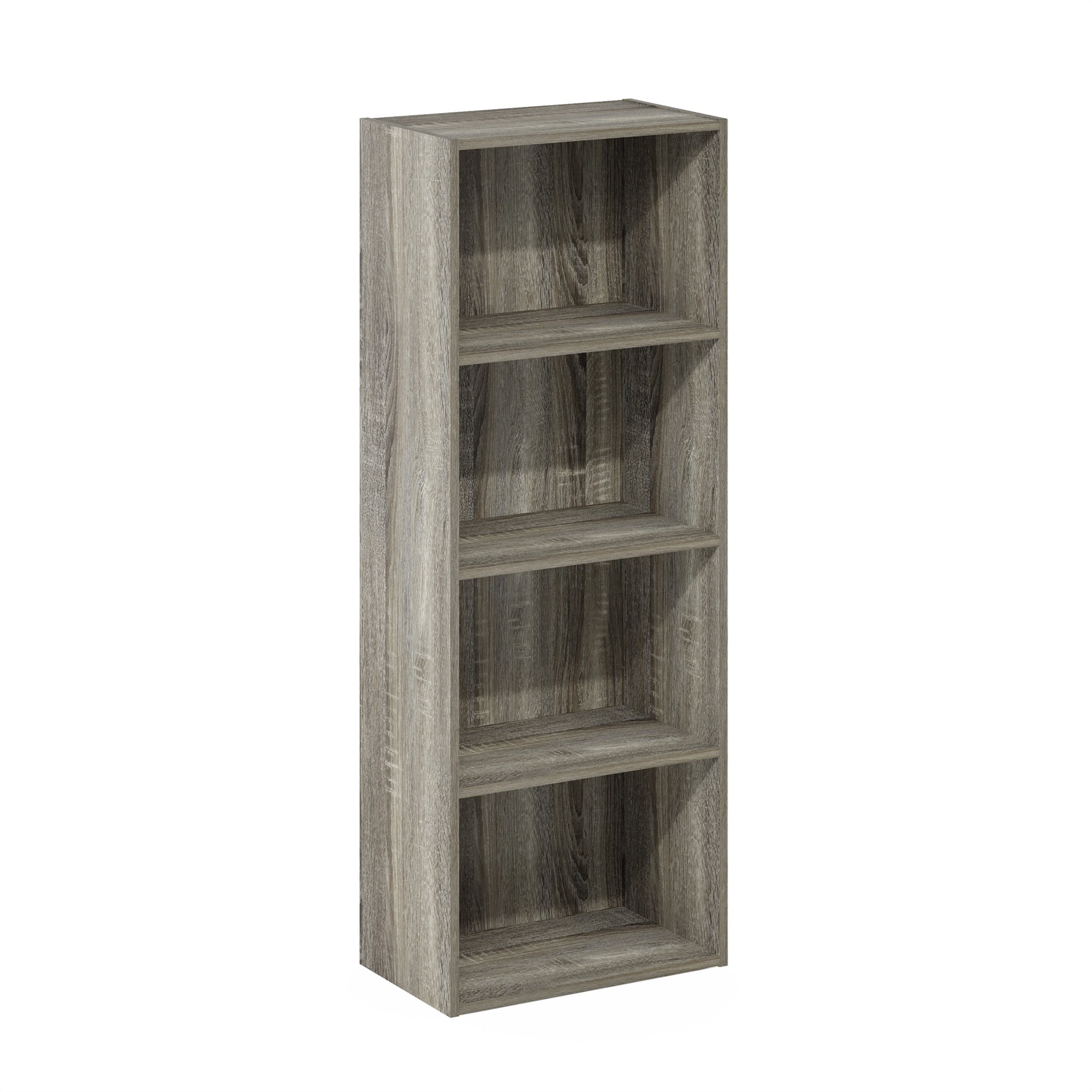 Gray 4-Tier Composite Wood Open Bookcase