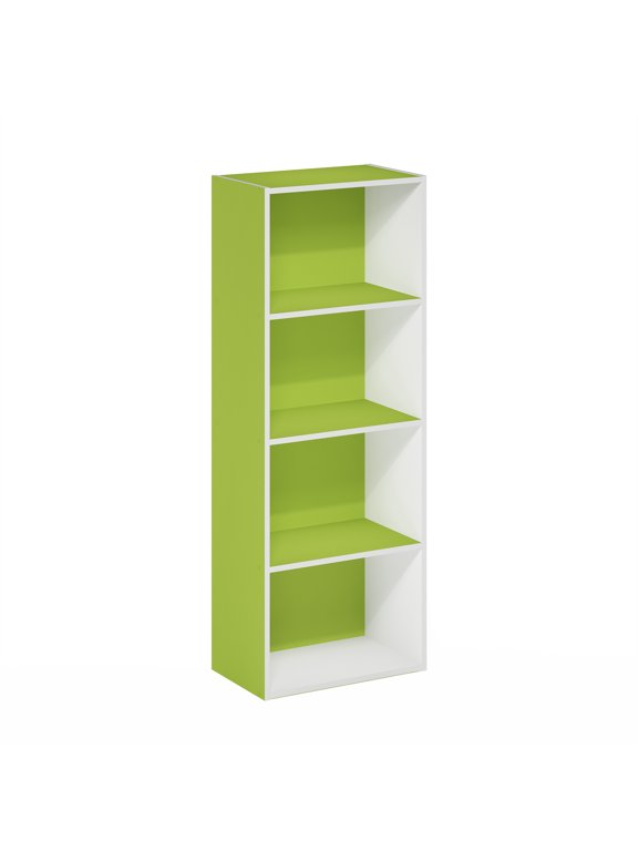 Luder 4-Tier Open Shelf Bookcase, Green/White