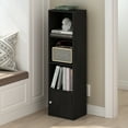 thumbnail image 1 of Furinno Luder 4-Tier Shelf Bookcase with 1 Door Storage Cabinet, Blackwood, 1 of 8