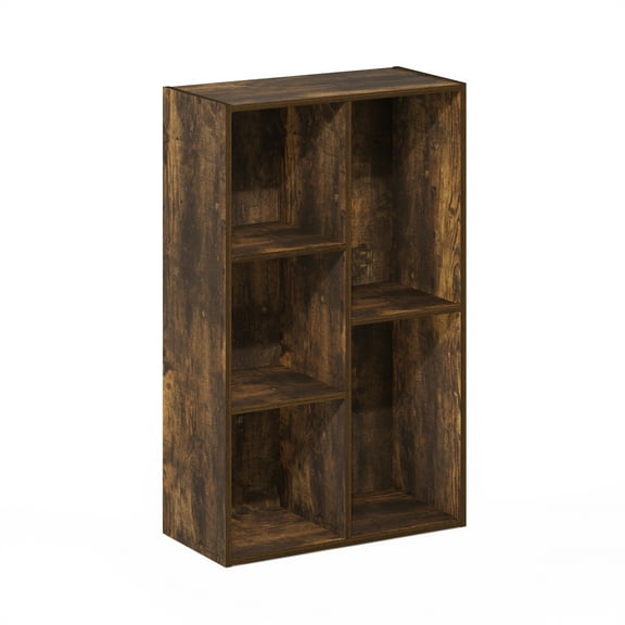 Furinno Luder 5-Cube No Tool Assembly Open Shelf in Amber Pine