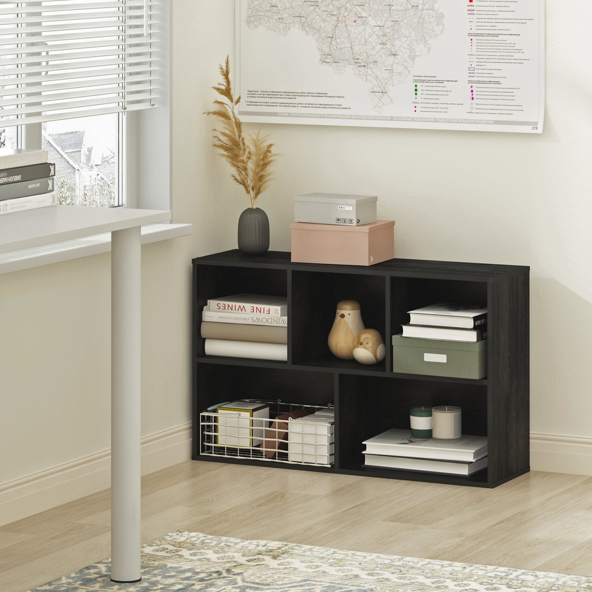 Furinno Luder 5-Cube No Tool Assembly Shelving Unit, Cubicle