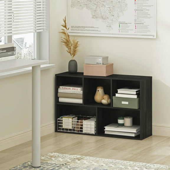 Furinno Luder 5-Cube No Tool Assembly Open Shelf, Blackwood