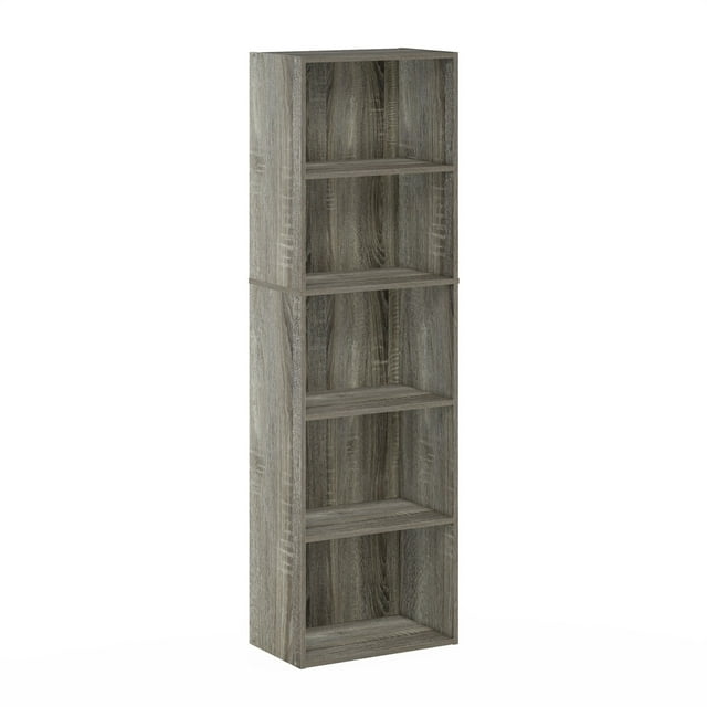 Furinno Luder 5Tier Reversible Color Open Shelf Bookcase, French Oak