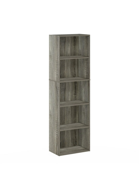 Furinno Luder 5-Tier Reversible Color Open Shelf Bookcase, French Oak