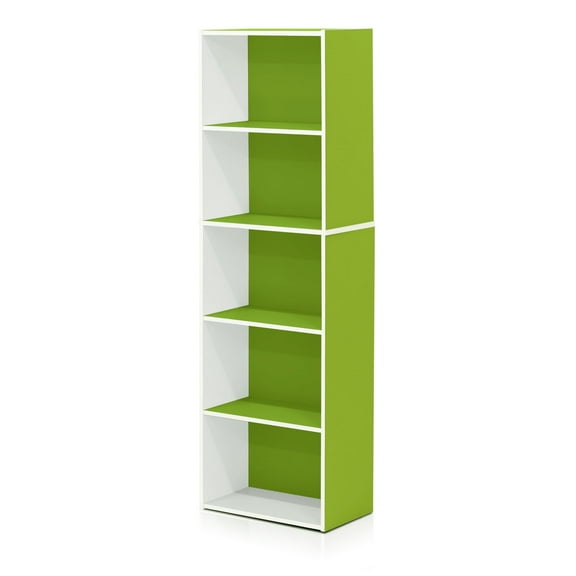 Furinno Luder 5-Tier Reversible Open Shelf Bookcase, Green