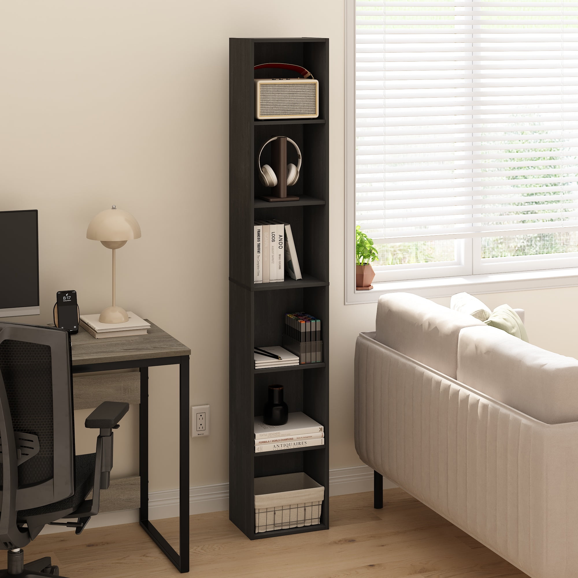 Furinno LUDER 6-Tier Open Shelf Bookcase in Blackwood