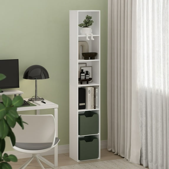 Furinno Luder 6-Tier Open Shelf Bookcase in White