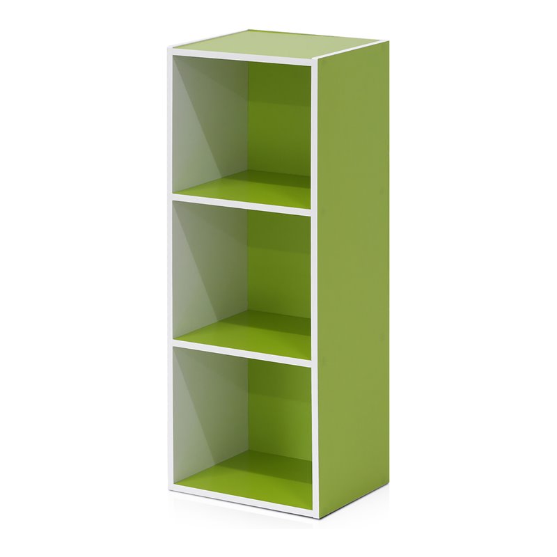 Furinno 11Cube Reversible Open Shelf Bookcase, White/Green 11107WH/GR