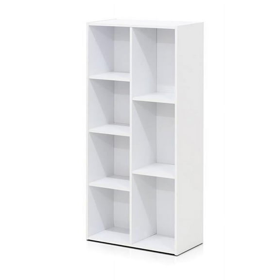 Furinno Luder Reversible Open Shelf Bookcase, White, Space-Saving Design, Versatile Usage