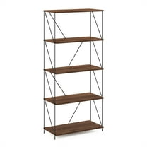 Furinno MP22015WNC Besi 5-Tier Industrial Multipurpose Shelf Display Rack with Metal Frame - Wide, Walnut Cove