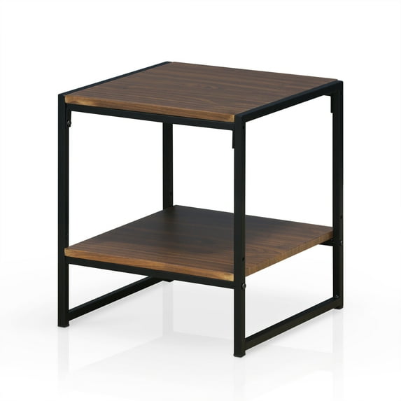 furinno fm4045st-2dw modern lifestyle 2-tier end table, dark walnut
