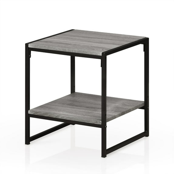 Furinno Modern 2-Tier End Table, French Oak Grey