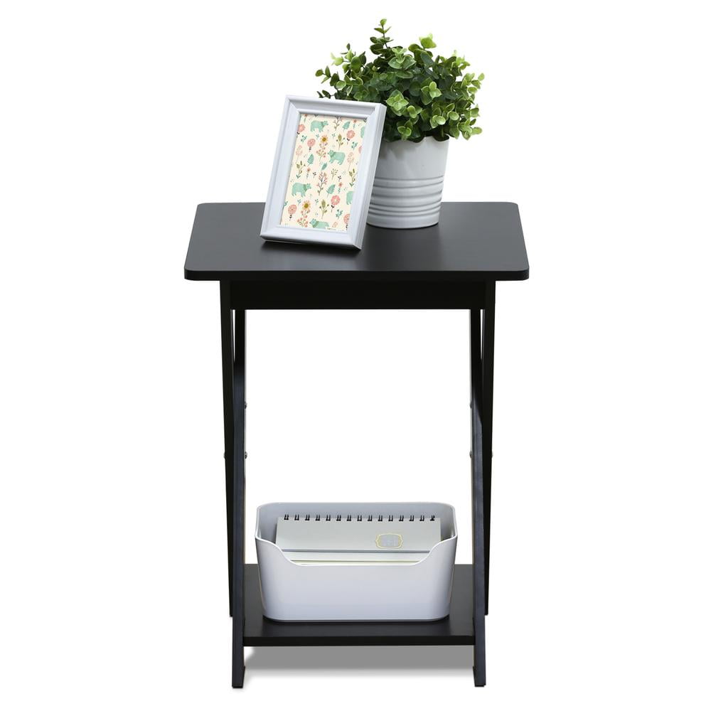 Espresso Modern Engineered Wood Rectangular End Table with Shelf