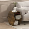 thumbnail image 1 of Furinno Modern Hexagonal Coffee Table with Open Storage in Amber Pine, 1 of 5