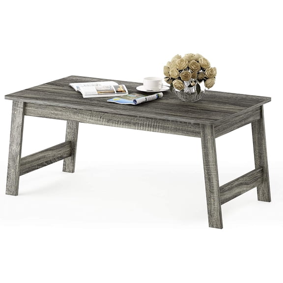 Furinno Modern Simplistic Criss-Crossed Coffee Table, 35.4 in x 19.6 in x 16 in, French Oak Grey