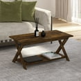 thumbnail image 1 of Furinno Modern Simplistic Criss-Crossed Coffee Table in Amber Pine, 1 of 6
